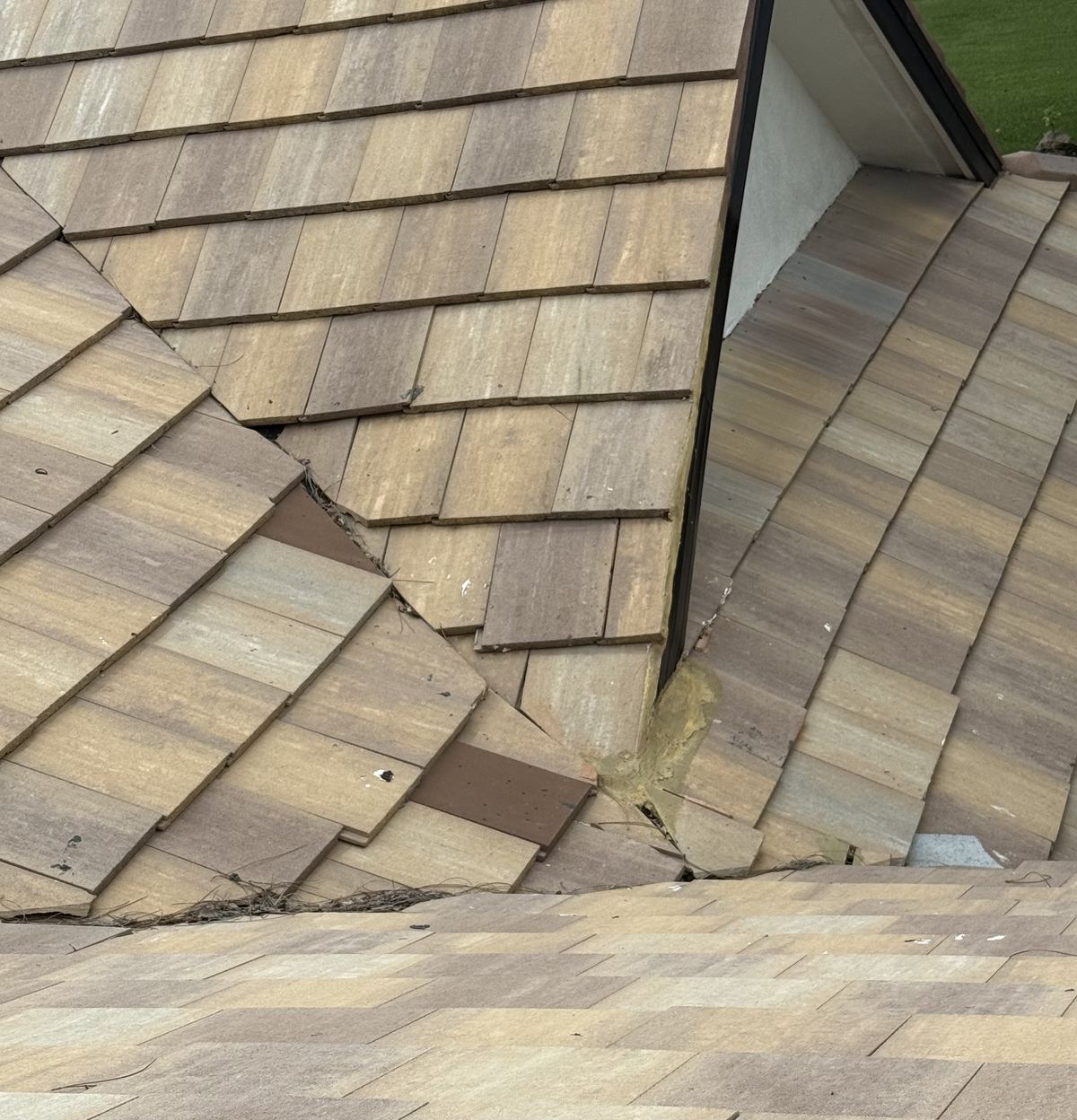 Same valley repair, tiles slipped out of place months later